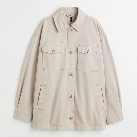H&M denim oversized shirt jacket coat XS - Picture 2 of 5
